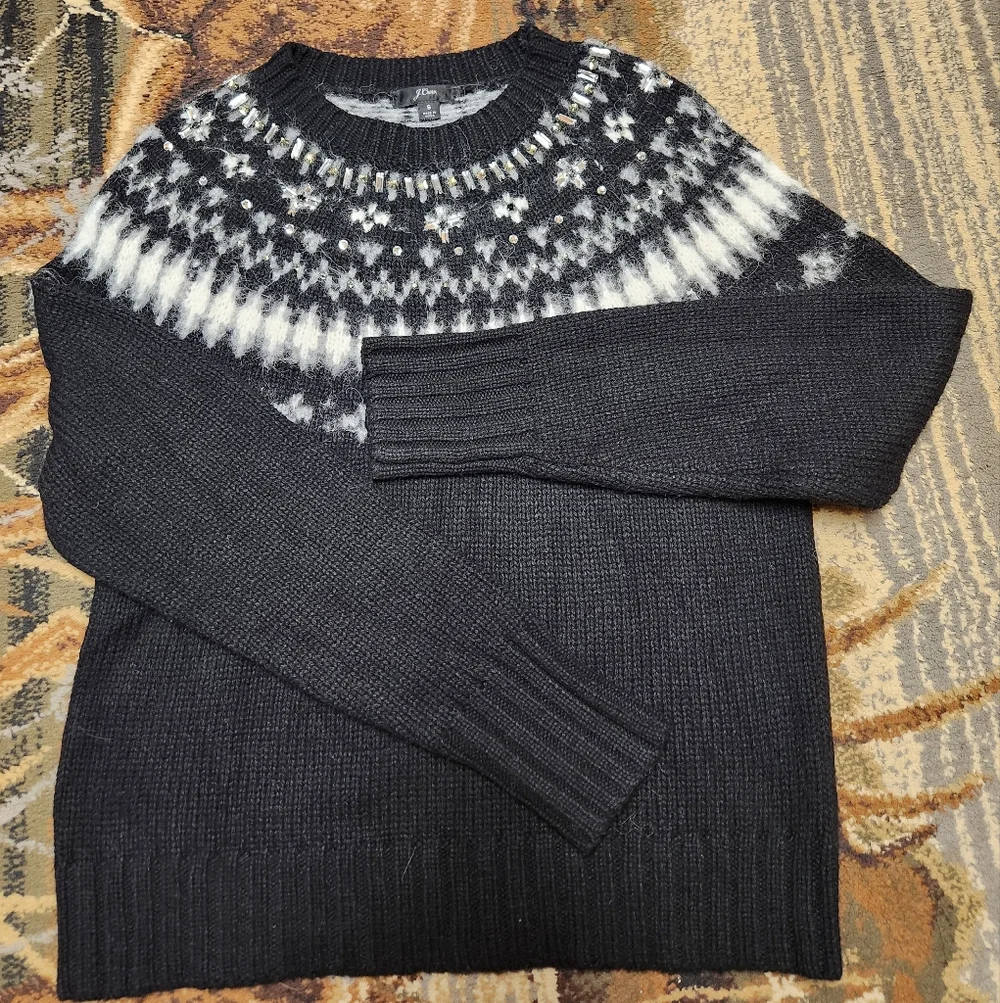J. Crew Black and White Patterned Sweater - Picture 1 of 10